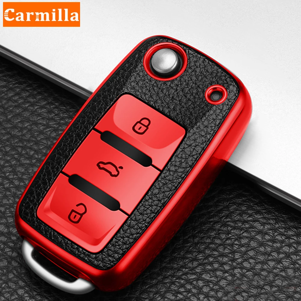 Чехол Carmilla из ТПУ кожи для автомобильных ключей Volkswagen VW Polo Tiguan Passat B5 B6 B7 Golf EOS Scirocco