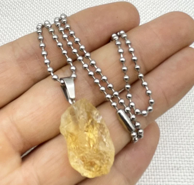 Natural stone yellow crystal Black Tourmaline Repair Ore Can Be Used Charm Citrine Pendant For DIY Jewelry Making Necklace 1pcs 2