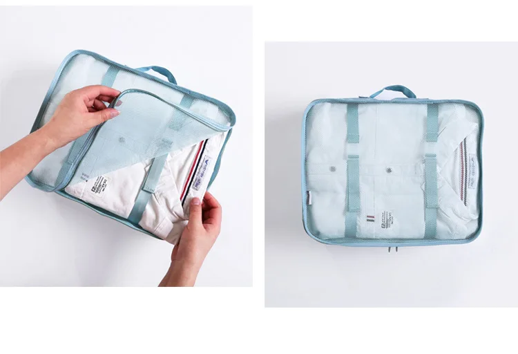 Органайзер для багажа для путешествий, 6 шт. в наборе, сумка для хранения, сумки для макияжа на молнии, портативная водонепроницаемая сумка для одежды на молнии, Сумка с карманом
