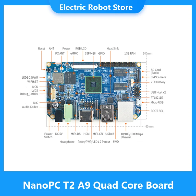 NanoPC T2 A9  ھ   S5P4418 ī ǻ º WiFi   ȵ̵ 1G DDR3 AXP228 PMU NP018