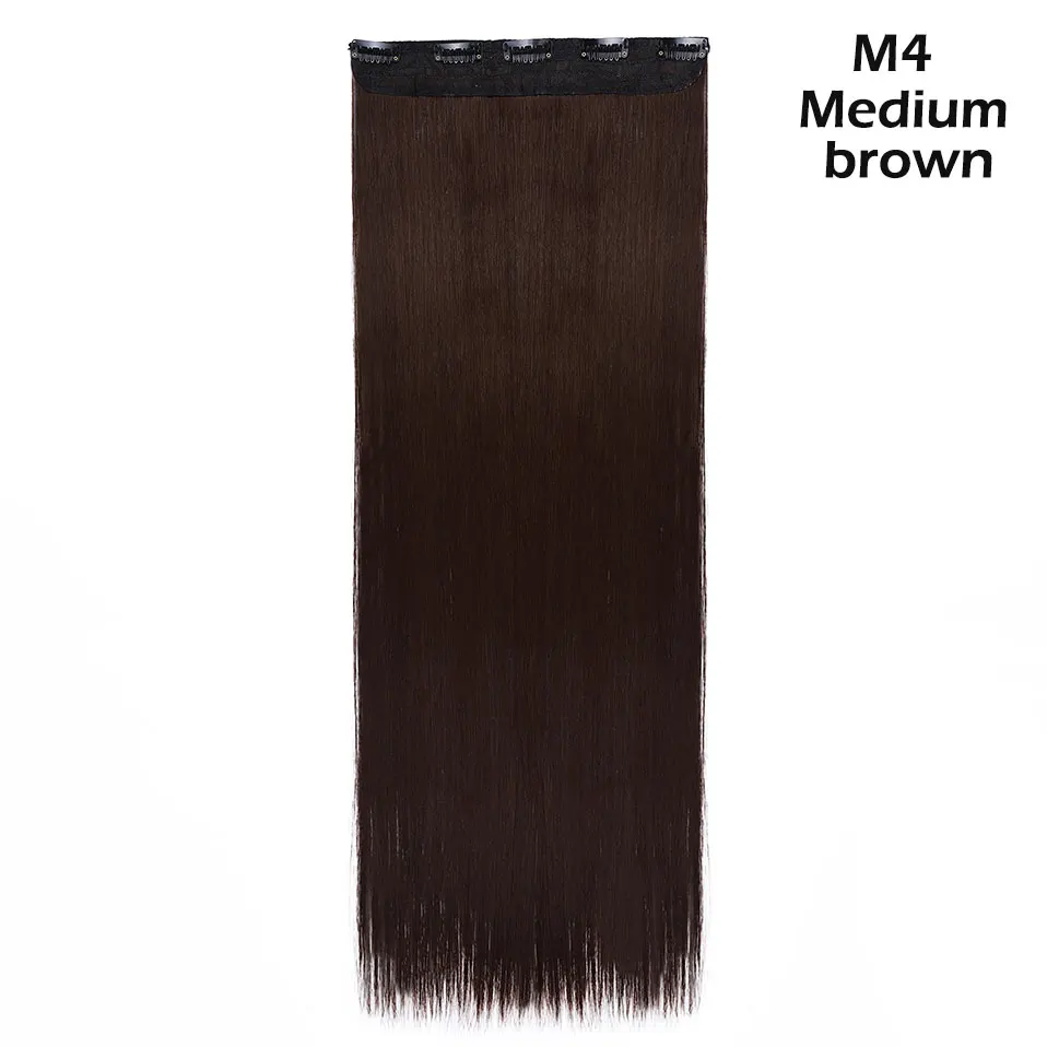 S-nolilite 42 цвета 2" 24" 2" 30" Длинные прямые 5 клипсов в одной части волос удлиняющие синтетические наращенные волосы шиньон для женщин - Цвет: medium brown