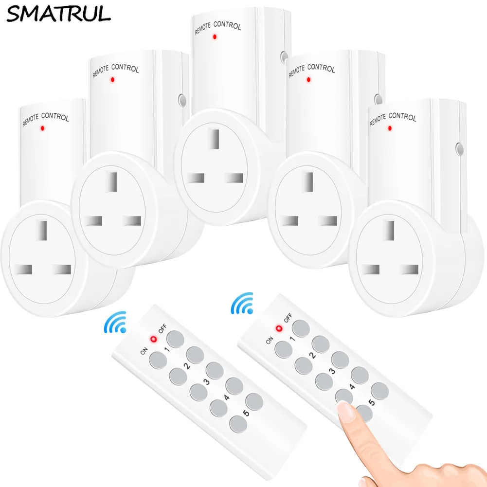 

SMATRUL 433mhz Wireless Remote Control smart RF Socket wall Programmable Electrical UK Plug Outlet Switch 220v 230v LED Lights