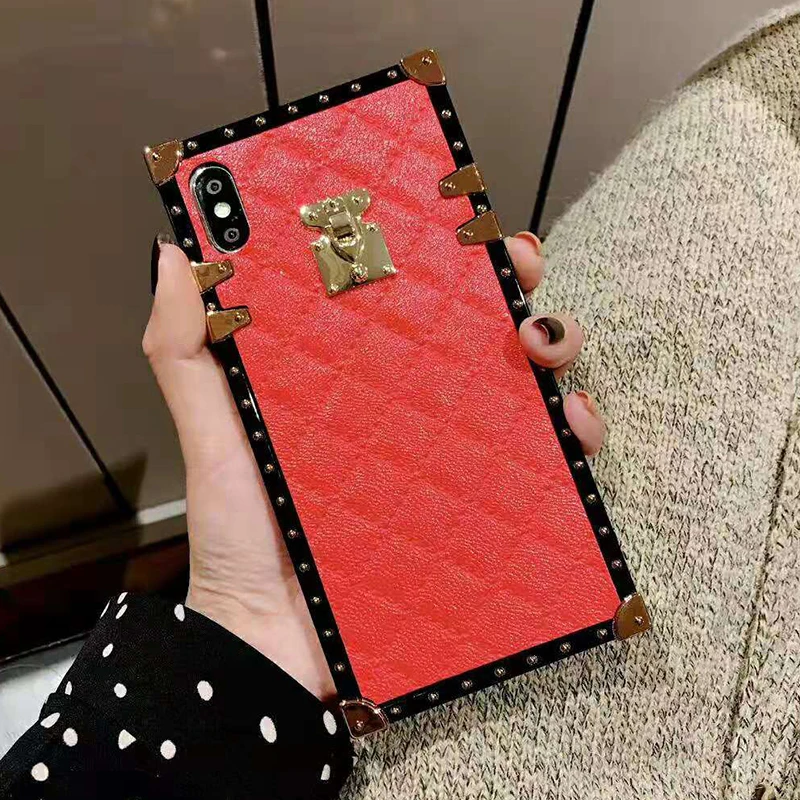 Luxury Cute Small Fragrance Grid Metal Sheepskin Soft Silicone Phone Case for iphone X 7 6s 6 S 8 plus X XS Max XR Fashion Cover (5)