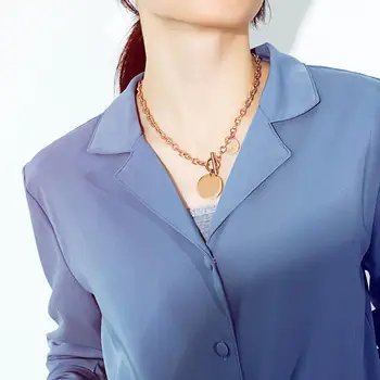 

Necklace for women 20pcs Ladies round Pendant necklaces rose gold chain stainless steel jewelry bulk items wholesale jewelry