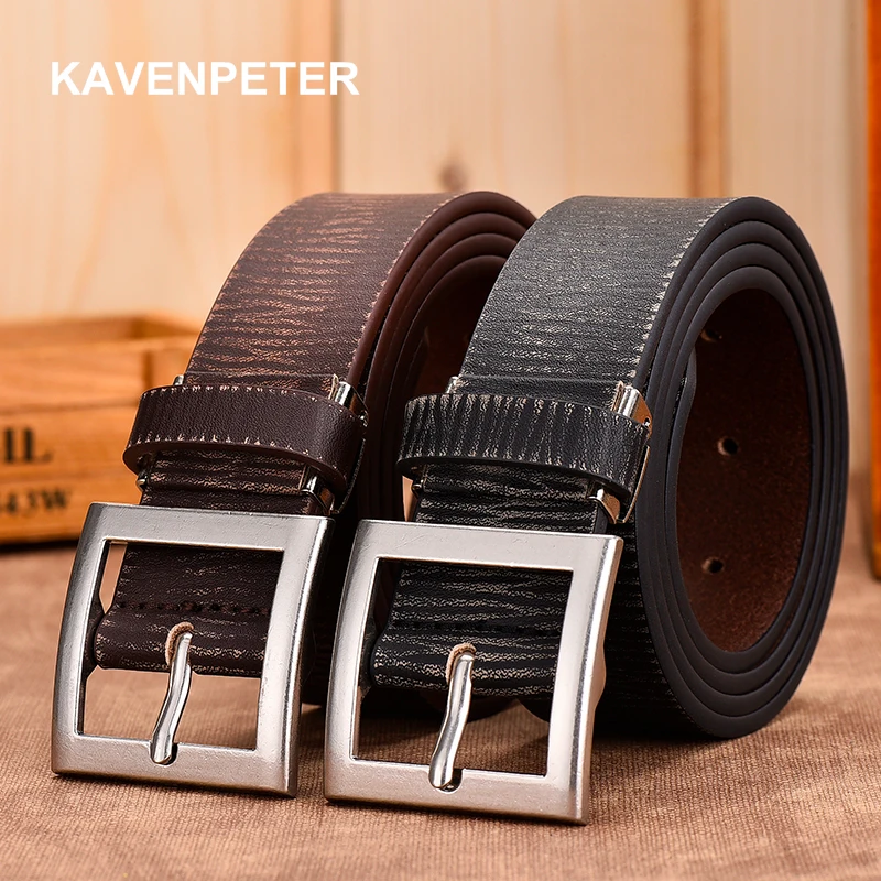 

Men Vintage Leathe Belt 3.5 CM Width Cowskin Strap With One Layer Leather Black Color Dark Brown Color Dropshipping