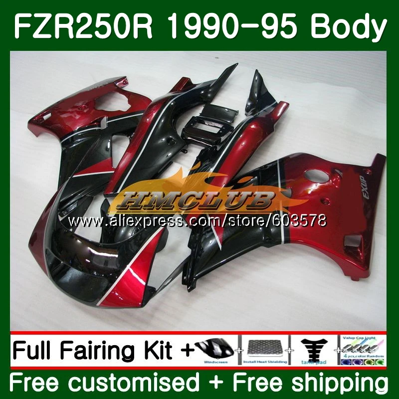 FZR250R для YAMAHA FZR 250R 1990 1991 1992 1993 1994 1995 125CL. 10 FZR 250 FZR-250 FZR250 90 91 92 93 94 95 красные, черные обтекатель