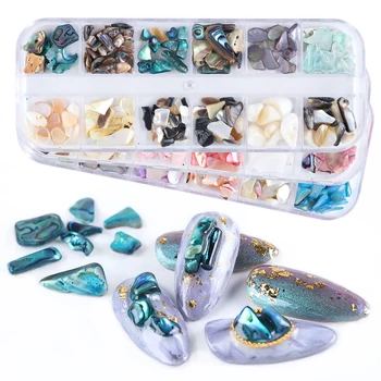 

1 Box 3D Irregular Abalone Shell Nail Art Decoration Marble Design Acrylic Stones for UV Gel Polish Tips Manicure Tool TRRB01-04