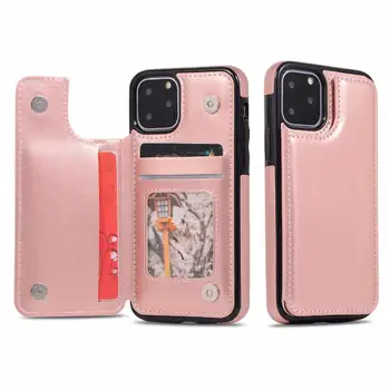 

Flip Leather Phone Case Back Cover For Iphone 11Pro Xs Max Xr 7 8 6 6s Samsung s20 Card Holder Stand Shock Resistant Phone Cover