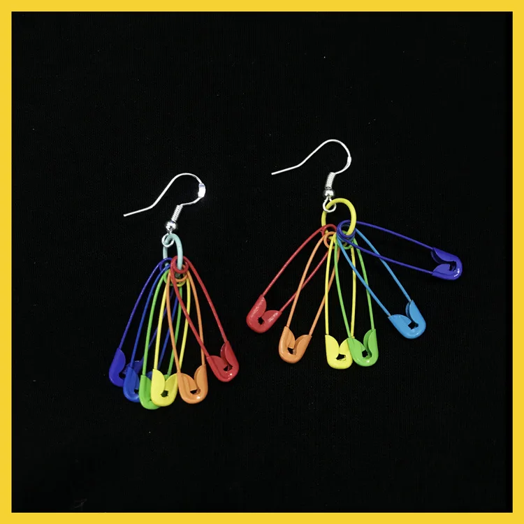 

Local cool Rainbow Series elegant style colorful Bie Zhen women earrings fun Bundy cool earrings accessories