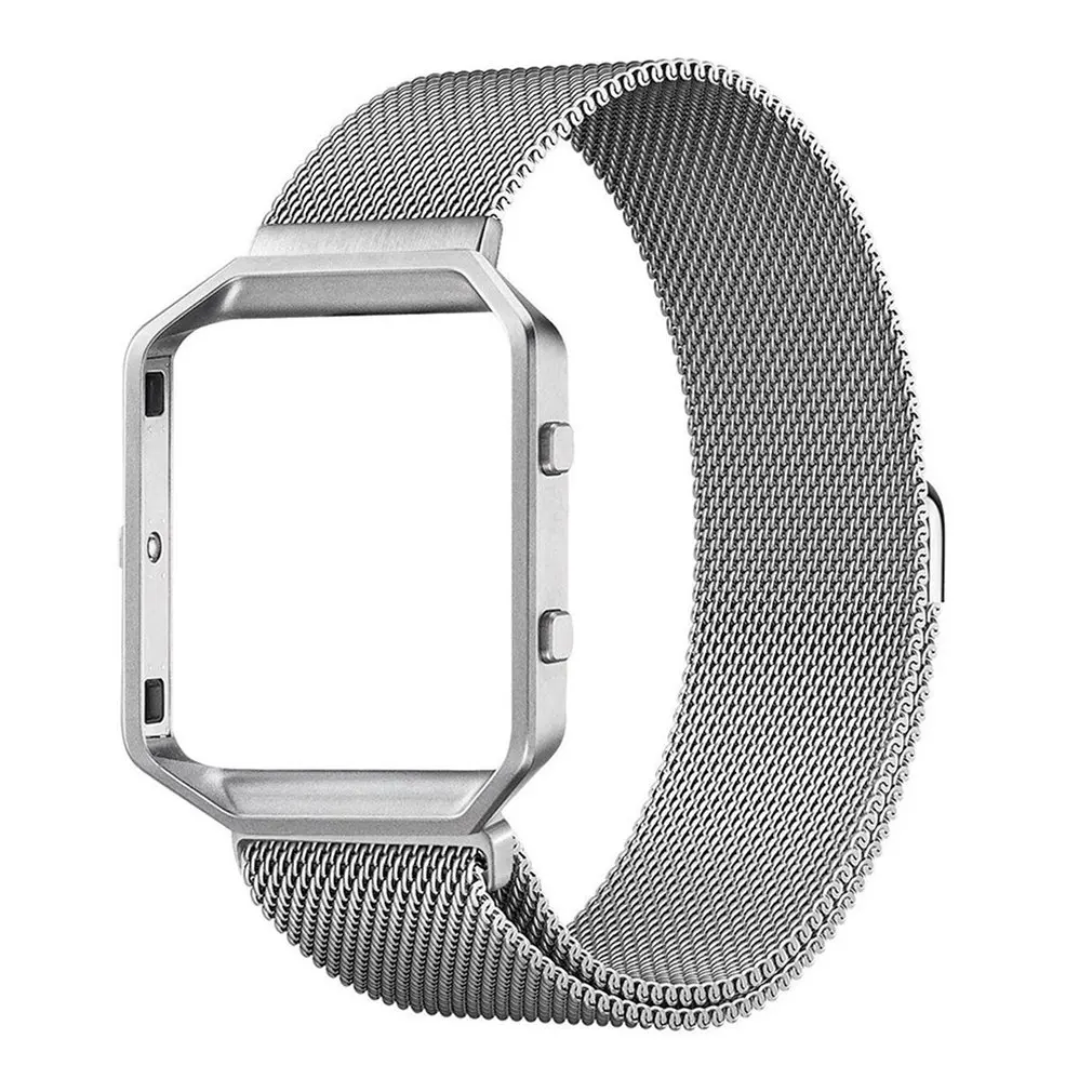 Сетчатый ремешок, металлический каркас для Fitbit Blaze, ремешок для часов, нержавеющая сталь, черный, розовый, золотистый, серебристый, магнитная застежка, браслет