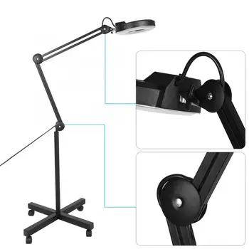 

Eyelashes Accesories 5X Magnifying LED , Stand with 4-Wheel Rolling Base Arm Desk Table Makeup Light for Skincare