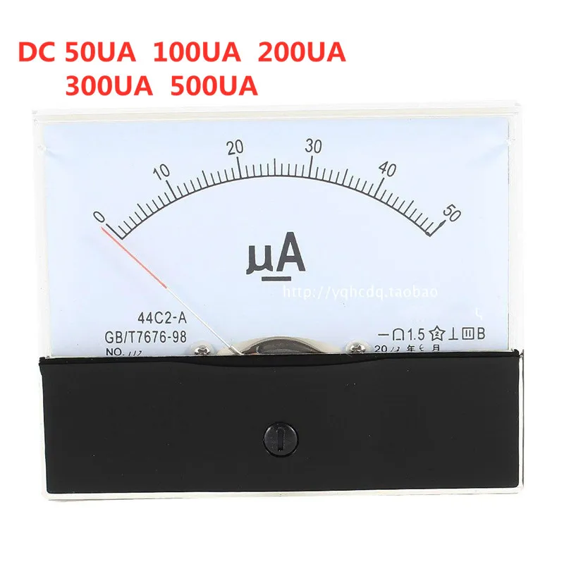 Аналоговый амперметр DC 50UA 100UA 200UA 300UA 500UA панель амперметра измеритель тока 44C2