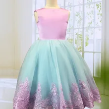 Newland ZhiMei/ г.; платье с цветочным узором для девочек с бантом; разноцветное бальное платье из тюля; вечерние платья для девочек; хорошее качество