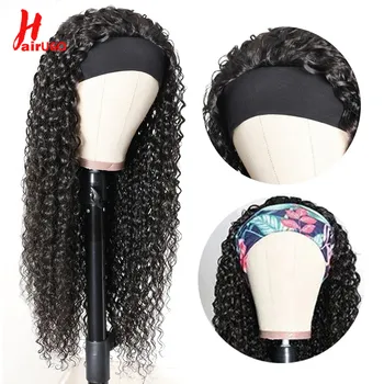 

Headband Kinky Curly Wigs Brazilian Natural Glueless Human Hair Wigs For Women Remy Machine Made Easy to Wear Wig 180% HairUGo