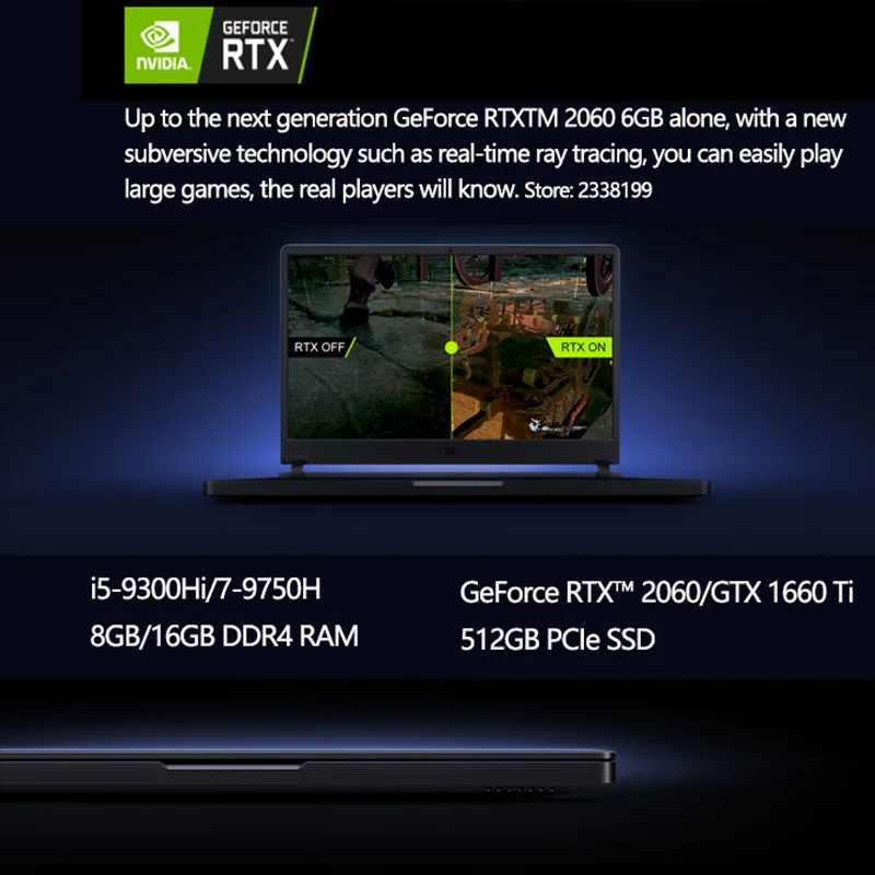 Игровой ноутбук Xiaomi 15,6 дюймов i7-9750H/i5-9300H Hexa Core 8 ГБ/16 Гб ram 512 ГБ SSD GTX 1660 Ti/RTX 2060