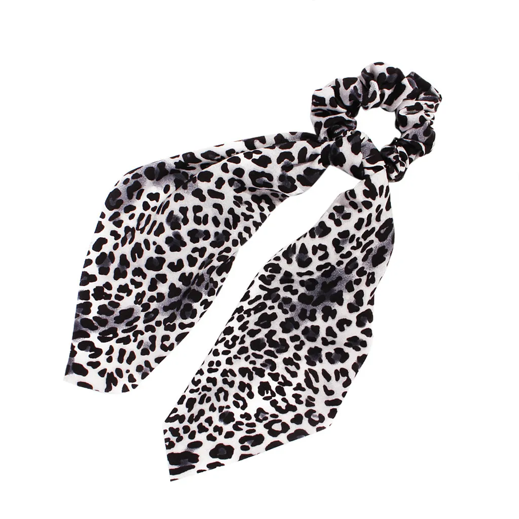 Женские пучки волос с леопардовым узором в горошек лента в горошек Повязка-шарф Haar Scrunchies хрустящий галстук для волос Coletero Pelo Mujer