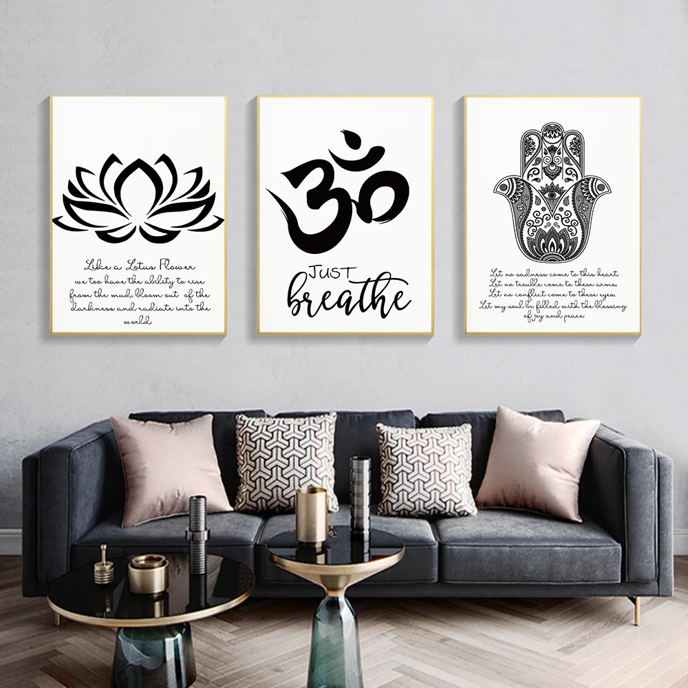 

Meditation Canvas Painting Abstract Buddha Yoga Art Motivational Quote Poster Buddhism Prints Poster For Living Room Home Decor