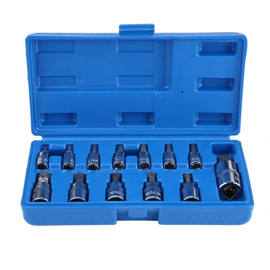 Overseas 13Pcs Torx Star Bit Socket Set 1/2inch 3/8inch 1/4inch Drive Chrome-Vanadium Steel Car Repair Tools | Автомобили и