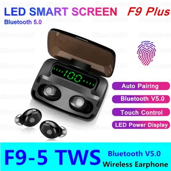 

F9-5 TWS Wireless Earphone F9 Stereo Headset LED Power Display With Power Bank Microphone Headset BT 5.0 Earbuds Touch Control