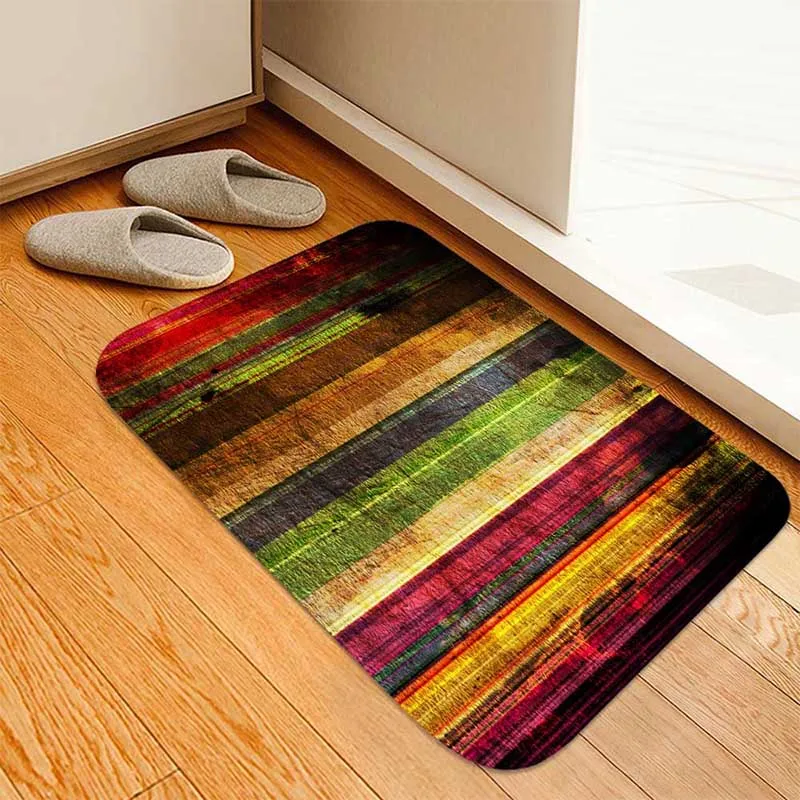 LANGRIA Fashion Colorful Stripe Pattern Home Decor Non-slip Area Rug Bathroom Rug