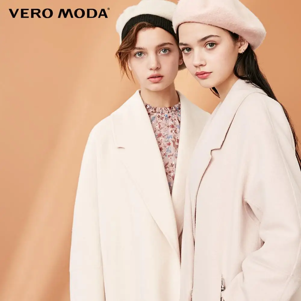 Vero Moda пальто женское парка женская зимняя куртка для женщин О товаре Для женщин шерсти светильник фиолетового цвета с круглым вырезом Форма чистый Шерстяное пальто | 318327525