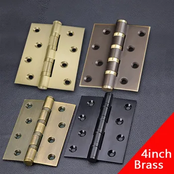 

2pcs Brass butt hinge 4inch fine hinges Widened Mute bearing Villa door Wardrobe Cabinet Wooden door leaf Furniture Hardware