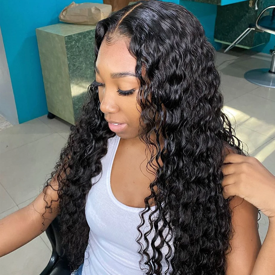 Deep Wave Lace Frontal Wig Human Hair Wigs For Black Women Pre Plucked Short Bob Brazilian Remy 13x4 Water Wave Lace Front Wig Human Hair Lace Wigs Aliexpress