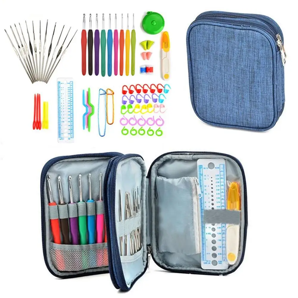 

72Pcs/Set Hand Sewing Needles Knitting Needles Metal Crochet Sweater Needles Suit Manual Knitted Storage Bag Crochet Set