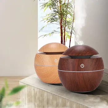 

Wood Grain Mist Humidifier USB Charging Mute Tabletop Aromatherapy Machine for Home Office