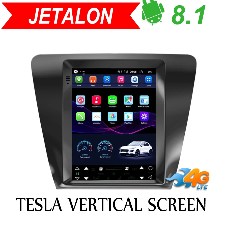 Jetalon Smart Car Navigation 4G Network for skoda octavia 2014-2018 stereo Android Car GPS Vertical radio Reversing All-in-One