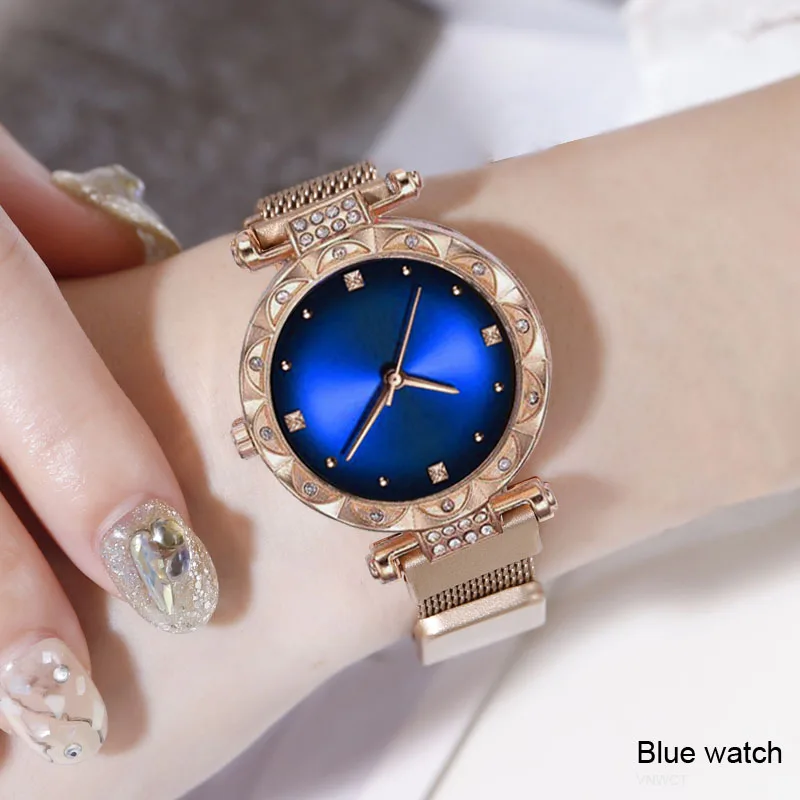 Blue Брендовые часы, женские часы, браслет, Повседневная мода, звездное небо, нарядные часы, женские кварцевые наручные часы, подарок, часы, Reloj Mujer - Цвет: Blue