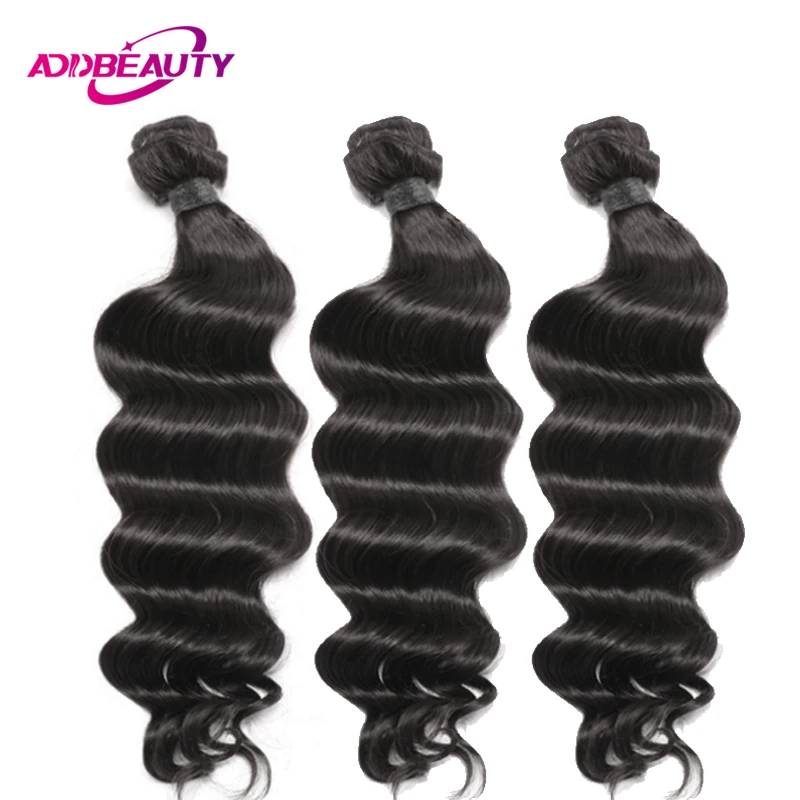 AddBeauty Peruvian Loose Deep 100% Human Remy Hair Extension Weave Bundle Deal 3 PCS Lot Natural Color Machine Double Drawn Weft | Шиньоны и