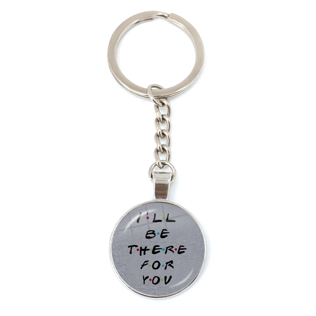 Friends TV Show Pendant Keychain Character Cartoon Fun Pattern 25mm Glass Cabochon Key Ring Keyholder Good Friend Gift