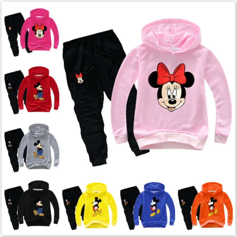 Mickey Minnie Pullover Kinder Mädchen Jungen Hoodie T-shirt Mantel Hosen Outfits 