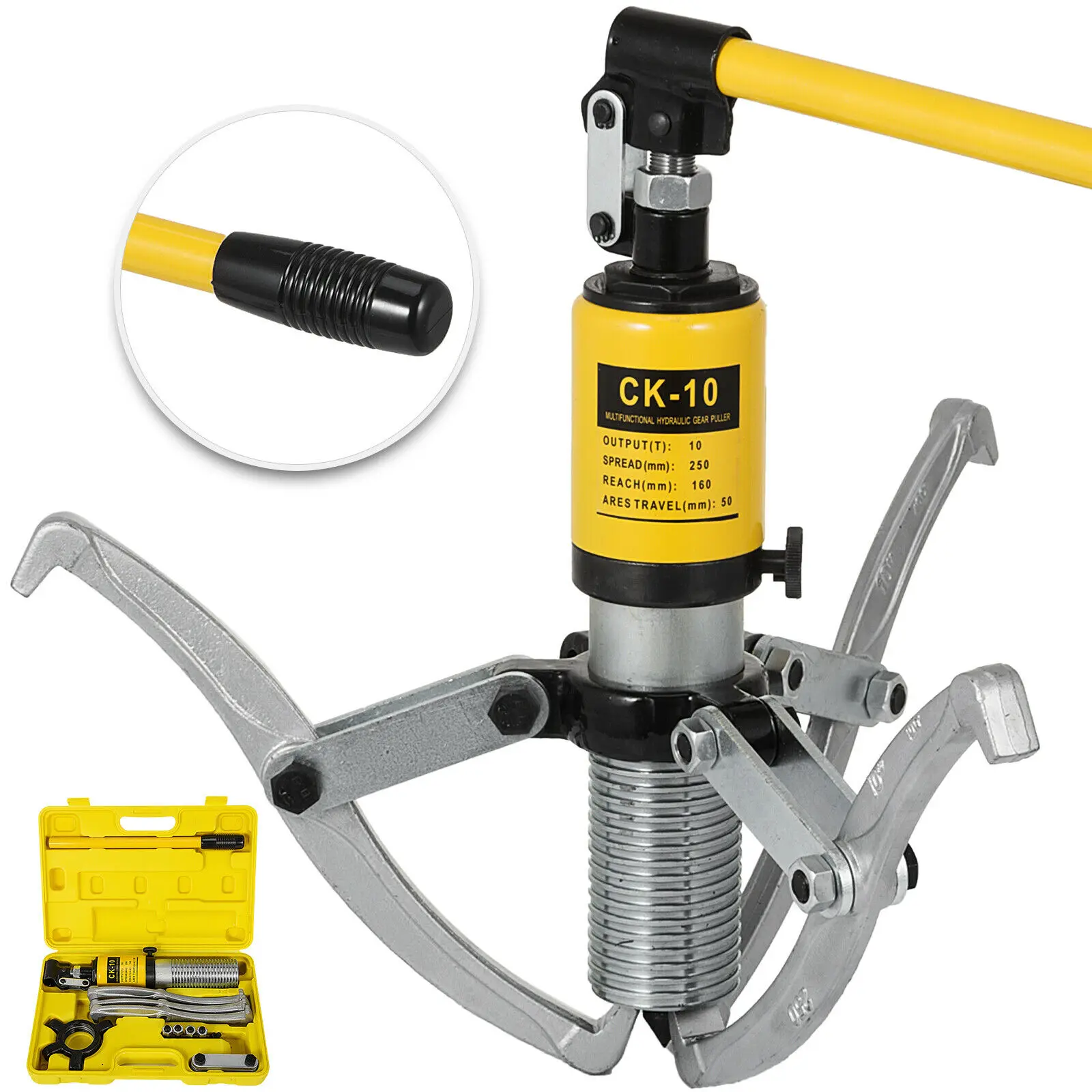 AB Tools-Toolzone Hydraulic 10 Ton Ram Rod Gear Hub Puller Separators Set TE059