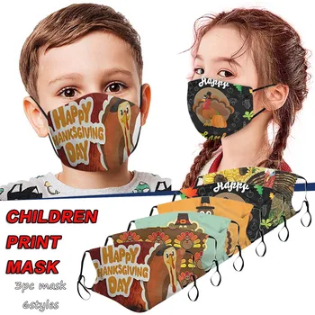 

3PC Mascarillas Children Thanksgiving Masks Cotton Cloth Mouth Mask Windproof Breathable Washable Face Mask маски от вирусов E4