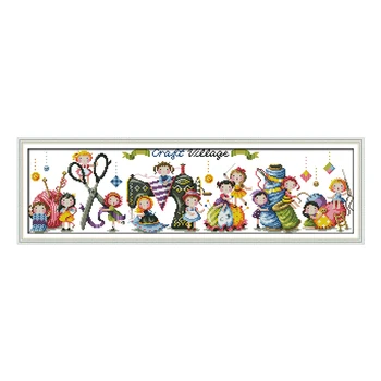 

Joy Sunday Craft Village Cross Stitch Cartoon Pattern 14CT 11CT DMC A Ballet School DIY Handwork Embroidery kit Needlework set