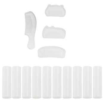 

10 Pieces Assorted Shapes Silicone Pendant DIY Molds Resin Moulds & 4 Pcs Comb Series Art Silicone Mold
