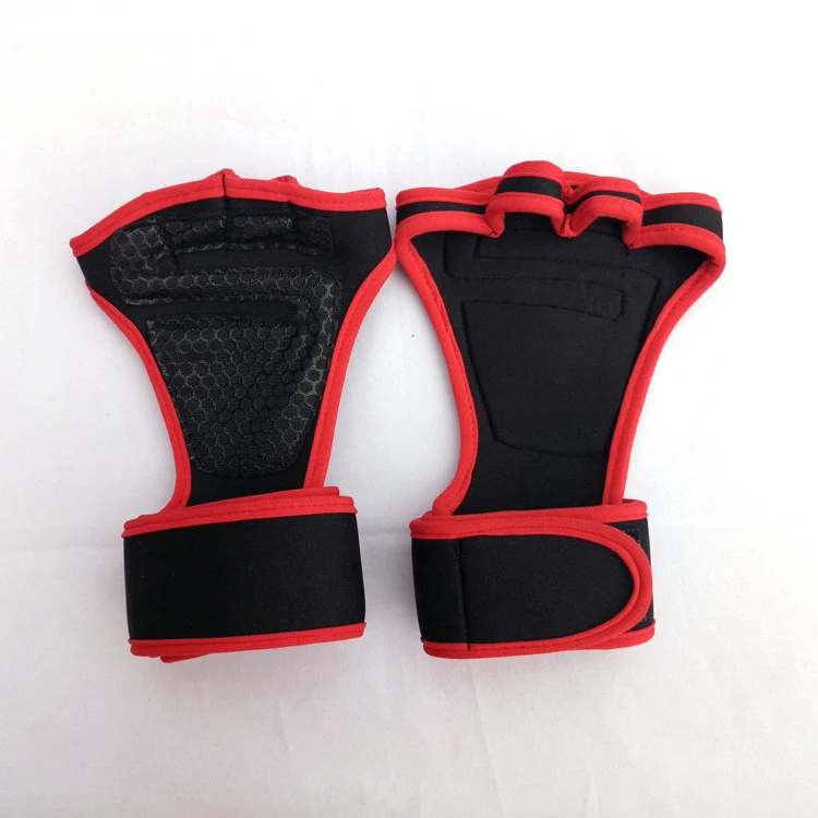 Перчатки для занятий тяжелой атлетикой для женщин и мужчин, Тренажерное Оборудование для фитнеса для бодибилдинга, тренажерных залов, рукоятки для тренажерного зала, защитные перчатки для рук, перчатки для кроссфита - Цвет: Красный