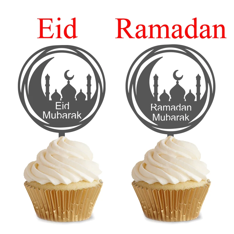 Décoration de gâteau Umrah Mubarak, décorations de gâteau Ramadan Mubarak,  décorations de fête musulmane Eid al-Fitr, paillettes dorées - AliExpress