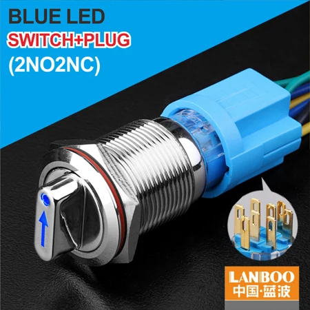 19 мм 22 мм из нержавеющей стали 9v 12v 48V 3A IP67 ручка переключателя - Цвет: B Button Plug 2NO2NC