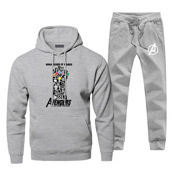 

The Avengers Hoodies Pants Set Men Thanos Infinity Gauntlet Suit 2 Piece Tops Pant Sweatshirt Sportswear Autumn Sports Tracksuit