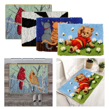 

Cute Latch Hook Rug Kits with Colored-Coded Canvas, Helps Your DIY Work More Convenient and Easier for Embroidery Sewing