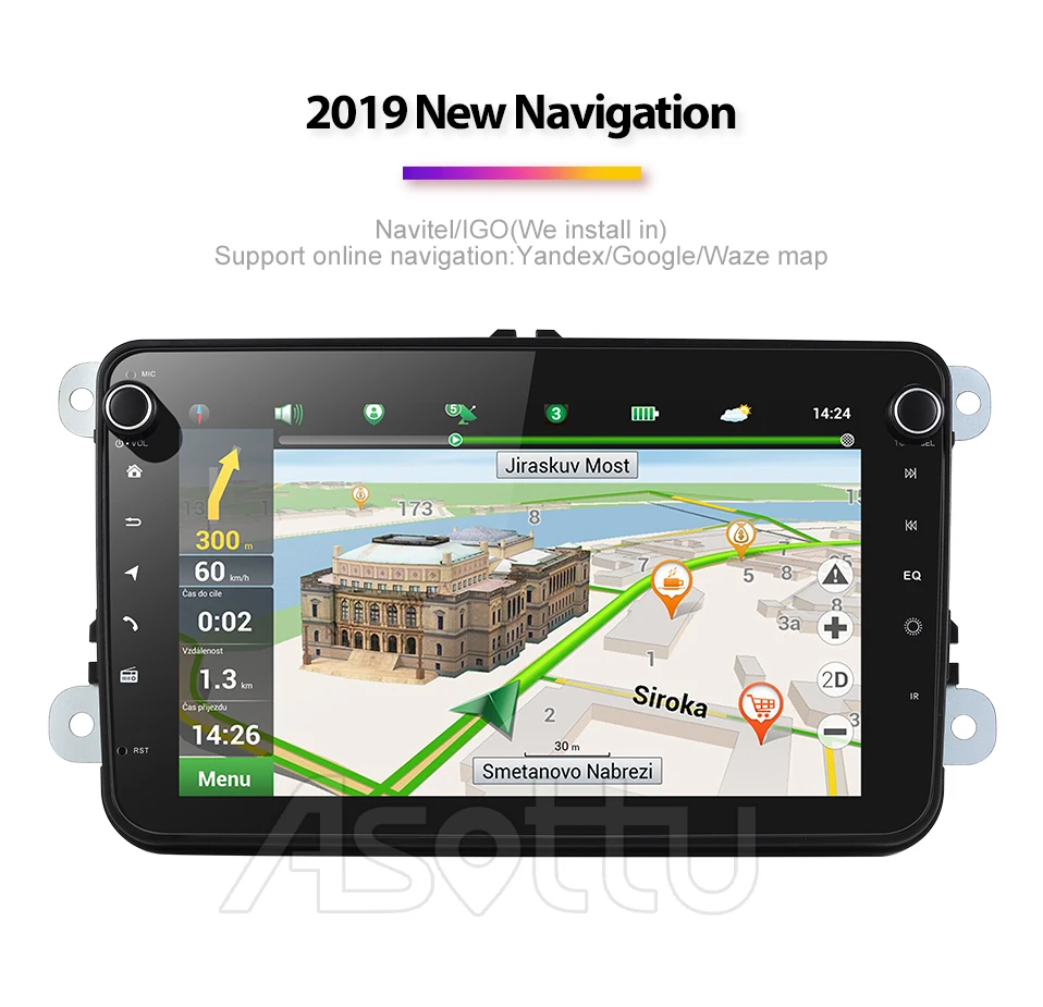 Sale Asottu android 9.0 PX30 car dvd gps navigation for skoda for vw golf 6 7 polo tiguan passat b6  b5 gps player car 7