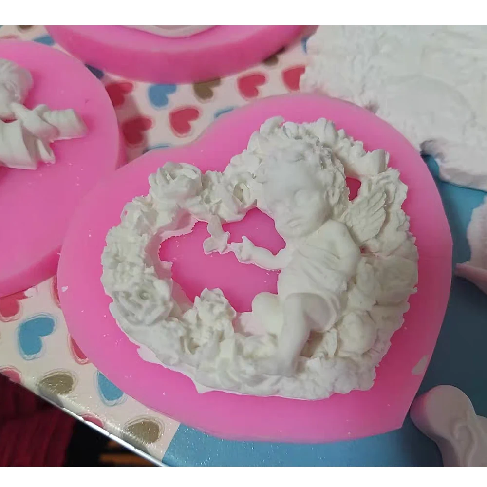 3D розовое силиконовая форма с изображением ангела DIY мыло ручной работы подарок