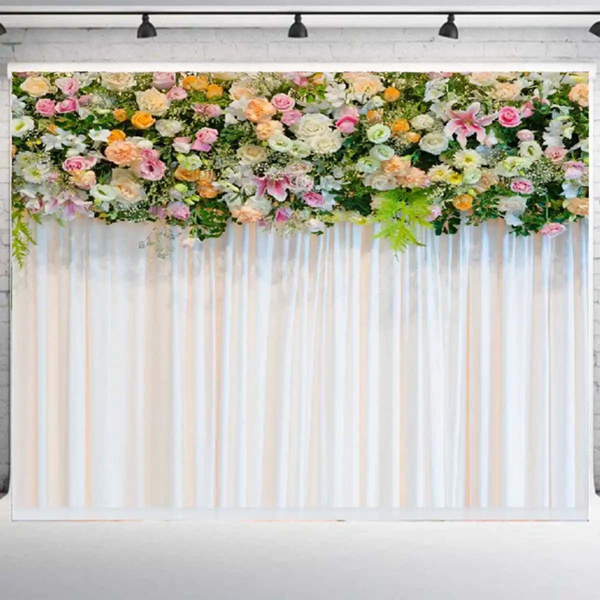 Laeacco 10x6.5ft Flower Decoration Wall Photo Booth Vinyl Photography Background Wedding Ceremony Anniversary Backdrop Lovers Valentines Day Bride Groom Photo Shoot Activities Banner Studio 