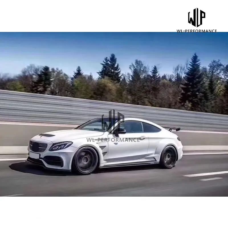 W205 C63 широкий автомобильный комплект кузова из углеродного волокна PP передний бампер задний бампер крыло боковые юбки для Benz W205 C63 AMG 14-18