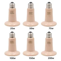 1Pcs Pet Heating Lamp Black Infrared Ceramic Emitter Heat Light Bulb Pet Brooder Reptile Lamp 25W 50W 75W 100W 150W 200W Lamp 1