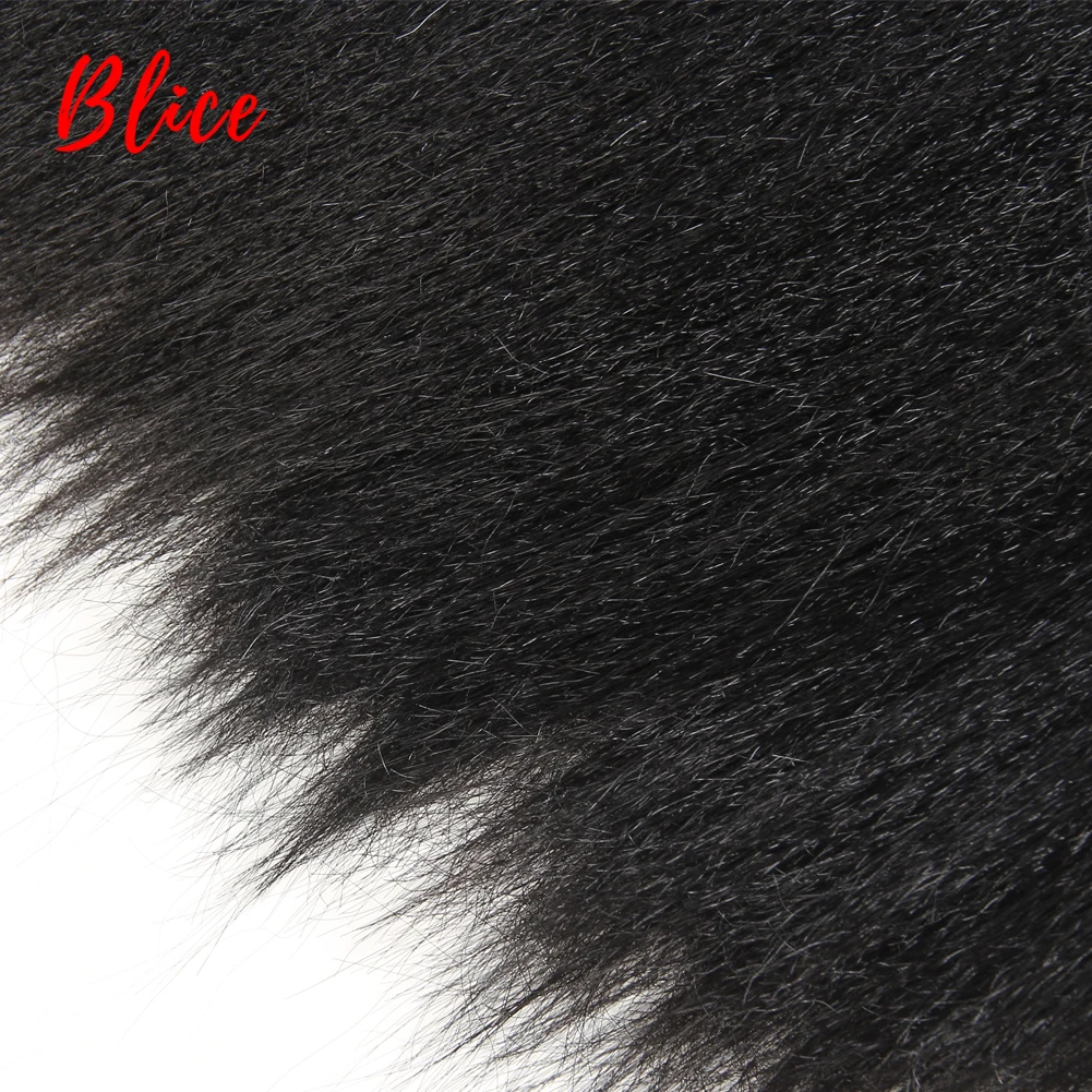 Blice Synthetic Hair Extensions hair extensions Kinky Straight Weaving 12-30Inch Natural Black Hair Bundles For Women All Color Available 1Pcs