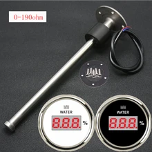 Digital 0 190ohm Water Level Gauge 52MM Water Tank Level Indicator Meter with Water Level Sensor Sender Unit for Yacht 100 500MM